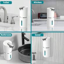 DONASIRA Dispensador de sabonete líquido automático inteligente de 380 ml com sensor infravermelho, bomba elétrica sem toque para sabonete líquido, recarregável para cozinha e banheiro, plástico ABS, 4 configurações de fluxo, à prova d'água IPX5, bico de detecção rápida, para uso em mesa ou parede, adequado para diversos líquidos, limpeza doméstica e lavagem das mãos, novidade para as festas de fim de ano. - Modelo de espuma P12 - garrafa toda branca - Ver 12