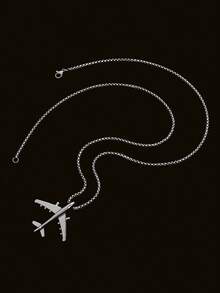 1pc Men's Airplane Pendant Necklace, 3D Airplane Model, Unisex Personalized Aviation Jewelry Necklace - Multicolor - View 8