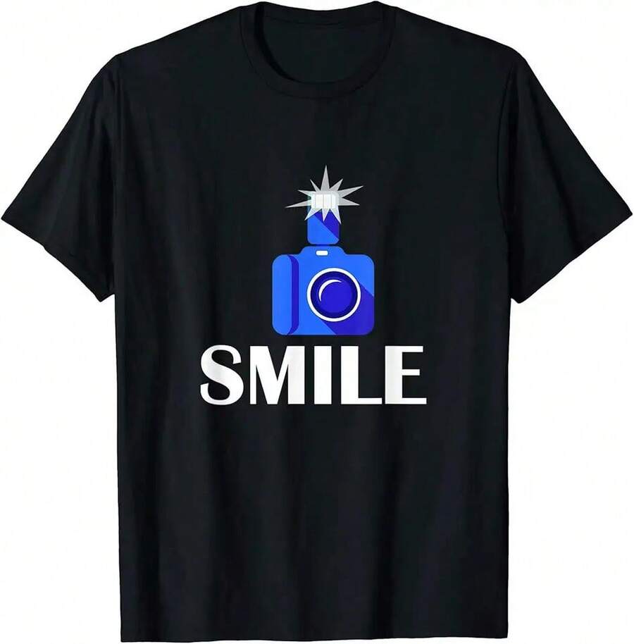 Funny Camera Graphic Smile Photography Photographer T-Shirt - Negro - Ver 1