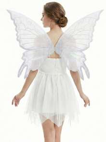 1 đôi cánh bướm màu xanh lá cây Fairycore, cánh thiên thần trong suốt lấp lánh cho Halloween, lễ hội, tiệc rave, đạo cụ chụp ảnh, cánh tiên cho bé gái và phụ nữ, cánh bướm bằng vải organza lấp lánh với dây đeo co giãn, cánh thiên thần trong suốt cho trang phục Halloween, cosplay, tiệc sinh nhật, hóa trang, đạo cụ chụp ảnh. - Bạc - Xem 2