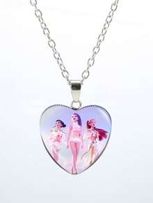 Kpop DemonHunteSK-POP 恶魔猎手女团心形项链配饰，卡通心形吊坠毛衣链 - 彩色 - 查看 9