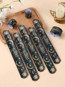 12-Pack Ramadan Wristbands, Eid Mubarak Faith & Spiritual Encouragement, No Electricity Required, Featherless, Ideal For Church Events & Ramadan Kareem Celebrations - Black - View 1