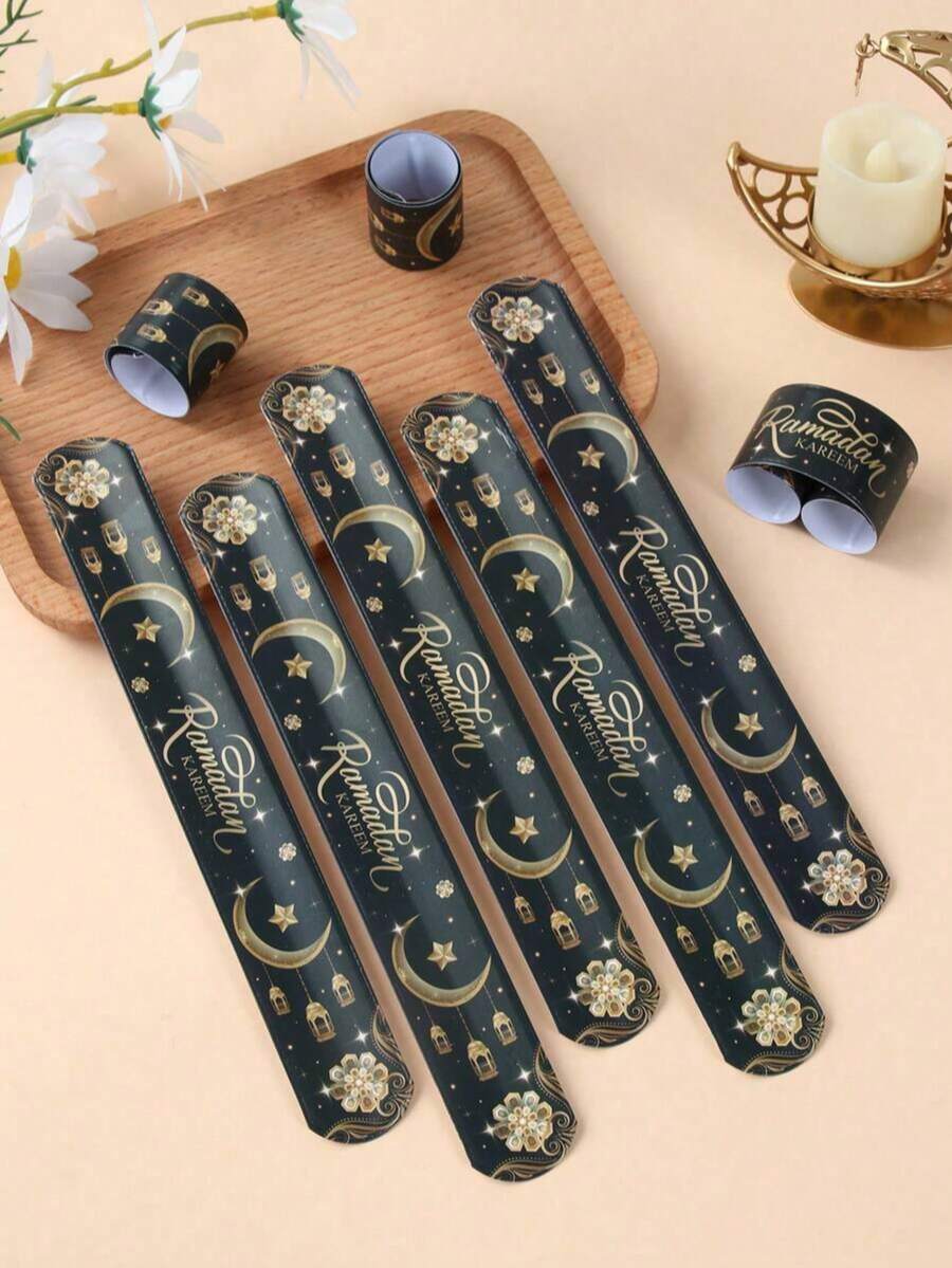 12-Pack Ramadan Wristbands, Eid Mubarak Faith & Spiritual Encouragement, No Electricity Required, Featherless, Ideal For Church Events & Ramadan Kareem Celebrations - Black - View 1