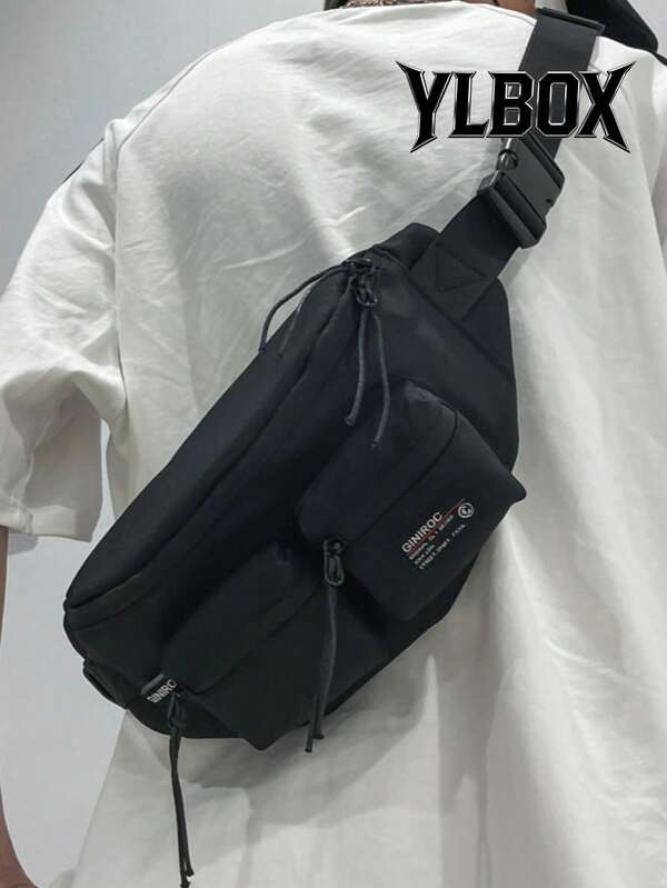 1pc Men's Nylon Fanny Pack Casual Fashion Letter Solid Color Adjustable Strap Sport Gym Commute Casual Husband Thanksgiving Bag Messenger Bag Rider Bag Christmas Men Bag Sling Bag Winter Christmas Fanny Pack Bum Bag Holiday Storage Bag Men Gifts Hiking Large Capacity Outdoor Portable Chest Bag