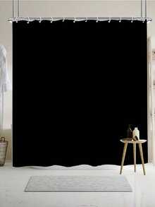 3pcs Bathroom Accessories Set, Including Black Shower Curtain, Waterproof Mat And Toilet Seat Cover, With 12 Hooks And Anti-Slip Design - Multicolor - View 14