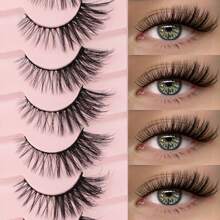 7 Pairs New Cat Eye Lashes Natural Long Lashes Winged End Eye Elongated Eyelashes Foxy Eye Look Faux Mink Eyelashes Makeup Strip Lashes,Lashes,Eyelashes,Fake Lashes - Black - View 5