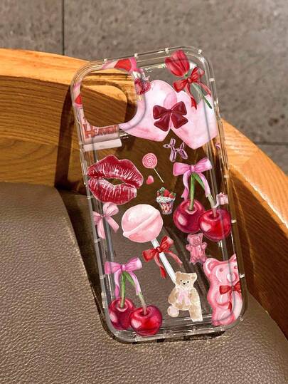 Funda transparente con estampado de lazo de cereza compatible con iPhone 13/11/17/17pro/16/14/15/15pro/15 Plus/15 Promax/7plus/8plus/X/Xs Max/Xr/11pro/12pro/13pro/14pro/12mini/13mini/11promax/12promax/13promax/14promax/14plus/17pro Max/17Air/6/6s Plus/7/8/16Pro/16plus/16promax/Se2/17promax y compatible con Samsung Galaxy/A54/A14/A12/A13/A15/A32/A33/A24/A52S/S20/S21/S22/S23/S24/S23Plus/S24ultra/S25/A15/A33/A23