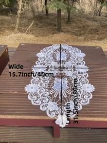 HXARTMIS 1件优雅白色蕾丝钩编桌旗，精致机织花卉涤纶桌布，梳妆台围巾，现代中心装饰，简约装饰，中心装饰品，现代桌旗，塑料厨房桌布 - 白色 - 查看 6