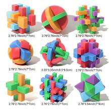 4pcs/6pcs/9pcs Colorful Transparent ABS Luban Lock Set, Brain Teaser Puzzle Toy, Unlocking Disassembly Thinking Jigsaw For Kids, Teens, Adults, Montessori STEM Educational Toy - Multicolor - View 13