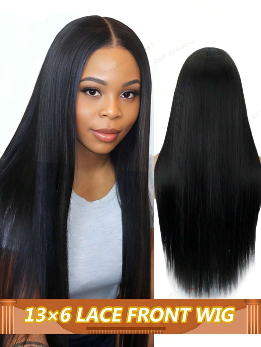 Straight Lace Front Wigs Human Hair 13X6 Transparent Lace Frontal Wig 13X6 Bone Straight Human Hair Wigs Hair For Women Daily Use - Natural Black - View 1