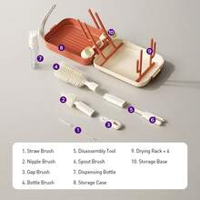 Philips Avent Bộ cọ vệ sinh bình sữa 10 trong 1 - Bộ dụng cụ thiết yếu khi đi du lịch để vệ sinh bình sữa cho bé, bao gồm cọ silicon, dụng cụ vệ sinh núm vú, cọ ống hút, bình đựng xà phòng, hộp đựng, giá phơi bình (Không bao gồm bình sữa, chỉ để trưng bày) - Nhiều màu - Xem 11