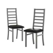 Metal Dining Chairs, Set Of 2, Steel Legs And PU Leather Seats For Kitchen, Living Room, Grey, Black. - Grey - View 6