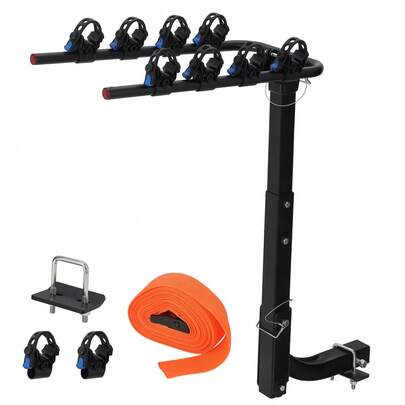 Hitch Mount Bike Rack, Bike Hitch Rack For Cars, Trucks, SUVs With 2" Receiver & Anti-Rattle Straps, Foldable Bicycle Carrier, Easy To Assembly, 70Lbs Capacity, Black