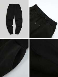 Calça Moletom Básic Lisa Academy Streetwear Arte  Confortável para o Dia a Dia PP ao GG Arte Streetwear Cultura Urbana Moda de Rua Street Grafite Pichação Skatista Skate Camisa Blusa Unissex Masculino Feminino 100% Algodão Top Premium Streetwear Lançamento Envio Imediato Varias Cores!! Plus Size - Preto - Visão 4