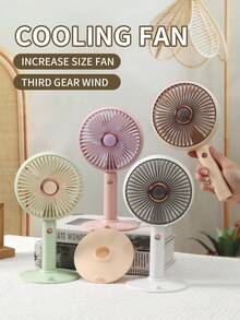AOYI 1个可充电便携式三速可调大尺寸桌面风扇，带底座，迷你USB供电风扇，带充电线 - 彩色 - 查看 3