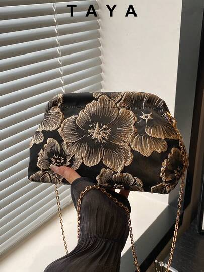 1 pieza Bolso de mujer con estampado floral, casual y de moda, tipo tote, de hombro y bandolera con correa desmontable, adecuado para adolescentes, damas, chicas, estudiantes, damas de oficina, puede contener teléfono, llaves, billetera, lápiz labial, cosméticos, polvos, brochas de maquillaje, etc.