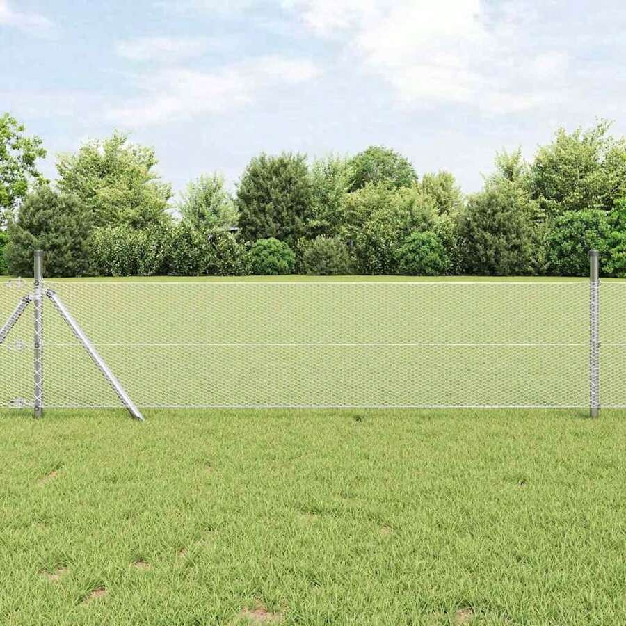 vidaXL Sechseckzaun Silber 0,6 X 10 M Verzinkter Stahl - A - Übersicht 1