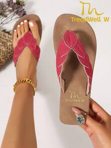 新款女士凉鞋，红色女士凉鞋，女士鞋履，女士人字拖，红色女士夹趾凉鞋，优雅女士鞋履，舒适女士凉鞋 - 玫瑰紅 - 查看 10