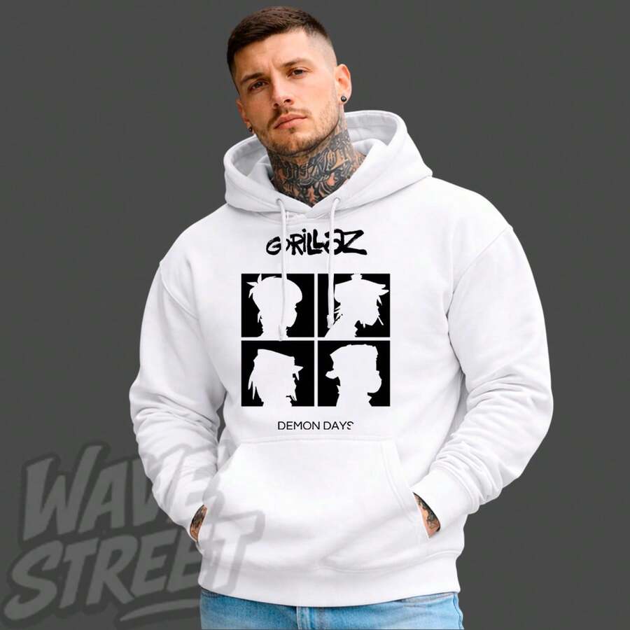 Basic Comfortable Sweatshirt For Everyday Wear  Monkeys Animals Animated Clip Music Famous International National Urban Culture Rock Metal Rock N Roll Famous Band Singer Unisex Sweatshirt Men's Women's 50% Cotton 50% Polyester Top Premium Streetwear New Release Immediate Shipping Various Colors!! - 白色 - 查看 1