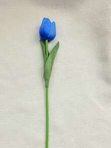 3pcs Artificial Tulip Flowers, Nordic Style Decor, Wedding Decoration, Photography Props, Mini PU Tulips - Double Blue - View 5