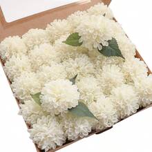 Artificial Dahlia Flowers 25pcs/50/75pcs/100pcs Real Looking Ivory Foam Fake Roses With Stems For DIY Wedding Bouquets White Bridal Shower Centerpieces Floral Arrangements Party Tables Home Decoration - 米色 - 查看 10