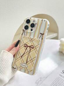 Striped Bow Tie Painted Transparent Card Holder Silicone Soft Full Coverage Painted Anti-Drop Phone Case Compatible With IPhone, Galaxy, , Redmi - Multicolor - View 4