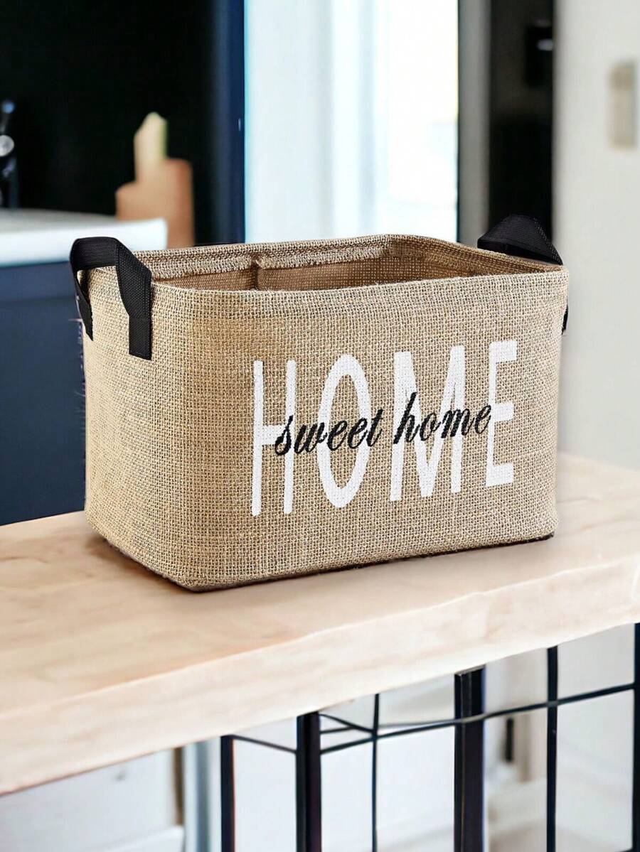 Jute Wardrobe Laundry Organizer, Kids Room Toy Organizer, Foldable Storage Basket 37x27x25 - Multicolored - View 1