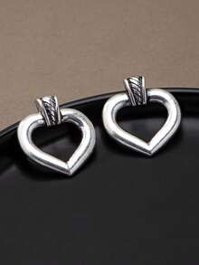 1 Pair Bohemian Style Minimalist Hollow Heart Shaped Everyday Versatile Valentine's Day Gift Earrings For Women - Earrings - View 6