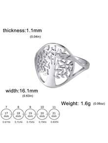 1 Miếng Thời trang Thép không gỉ Trang trí cây Nhẫn Đối với phụ nữ Đối với Qủa tặng - Bạc - Xem 9