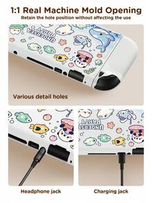 Compatible With New Switch 2 (2025)/Switch NS/Switch OLED, Shark, Space, Strawberry, Heart-Shaped Themed Protective Case, Can Be Used On The Docking Station Without Removing The Case, Universal Game Controller Protective Cover, Anti-Fall And Anti-Scratch, Suitable For Autumn/Winter, Back To School, Christmas, Valentine's Day And Other Holidays As Gifts - Multicolor - View 10