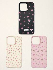 Bow-Knot 3pcs Floral & Bow Print Phone Cases, Sweet Romantic Cute Style, Compatible With IPhone 11, 17 Pro Max, 17 Pro, 15, 13 Pro Max, Galaxy, S24 Ultra, S25 Ultra - Multicolor - View 15
