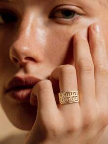 Customized Personalized Two Names European And American Style Rapper Ring, Father's Day Gift, Mother's Day Gift, Valentine's Day Gift, Birthday, Anniversary, Friend, Classmate Graduation, Christmas, High-End Family Gift - Style 4 - View 6