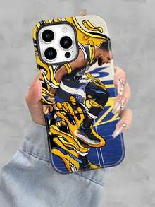 Selected  Basketball Art Print All Inclusive Mixed Color Phone Case, Suitable For IPhone17PRO MAX/17 AIR/15ProMax/16PROMAX/GalaxyS22/S23/S24/S23 Plus/S24 Ultra/S25/A15/A33/A23. A Must-Have For Commuting - Fade Resistant, Flawless, Suitable As A Gift For  Day, Independence Day, Valentine's Day, Or Birthdays Of Family And Friends. - White - View 2