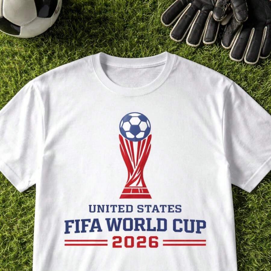 World Cup 2026 USA - Soccer Fan Shir, Short-Sve Uni T-Shirt, USA  World Cup 2026 - Officia - 白色 - 查看 1