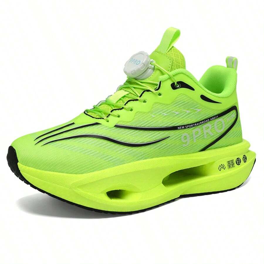 夏季透气厚底运动跑步鞋 - 螢光綠 - 查看 1