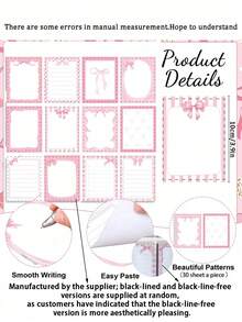 8张粉色蝴蝶造型自粘便签纸，可爱蝴蝶结设计，适合婴儿派对、女孩生日、家居/办公室装饰、儿童学习用品、蝴蝶主题礼物 - 彩色 - 查看 7