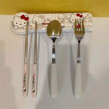 SANRIO Bộ dao nĩa   1/2 món, được đánh bóng tinh xảo, bộ dao nĩa hoạt hình di động bao gồm đũa, nĩa và thìa, thích hợp cho gia đình và cắm trại ngoài trời, mùa tốt nghiệp, quà tặng sinh nhật, phụ kiện du lịch, đám cưới, ngày Valentine và mùa tựu trường. - Nhiều màu - Xem 10