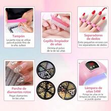 Lámpara De UñasLámpara Secador De Uñas Set Con 3 Temporizadores Sensor Inteligente Placa Base íble 15pcs Niña Pinceles Para Uñas 10pcs Rollos De Cintas Adhesivas 5pcs Lápiz De Punto -009 - Rosado - Ver 6