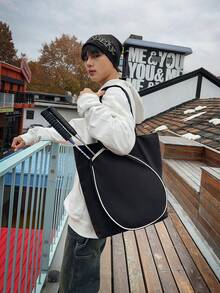 Túi đeo vai thời trang tối giản dành cho sinh viên, túi cầu lông đa năng dung tích lớn. - Hình vuông - Xem 1