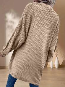 Women's Fall Open Front Cardigan Sweaters Long Sleeve Loose Fit Chunky Knit Outerwear New Years Casual - 杏色 - 查看 5