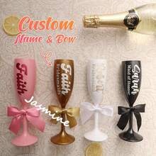 1pc Personalized Spill-Proof Champagne Flute, Wedding Party Wine Glass, 6oz/170ml Capacity, Acrylic Anti-Drop Material, Customizable Name & Title, Comes With Bow, Suitable For Wedding, Wedding Decor, Party And Bridesmaid Gift - Multicolor - View 1