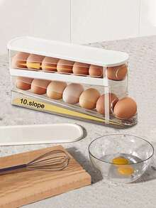2-Layer Egg Storage Box, Space-Saving Rotating Egg Container With 2 Transparent Dividers, Ideal For Fridge, Kitchen Egg Tray Holder, Household Organization, Kitchen Supplies, Home Decor, Gift For Mom, Back To School - Multicolor - View 8