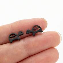 一对迷你不锈钢海龟耳环，女士可爱动物饰品，简约龟形耳钉，可爱/简约风格配饰，适合日常佩戴 - GED633 - 查看 6