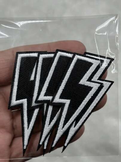 15/10/5pcs Lightning Embroidered Cloth Patch, Can Be Sewn Or Ironed, DIY Decorative For Hat, Backpack, Clothes And More, Sewing Decorative Supplies & Accessories