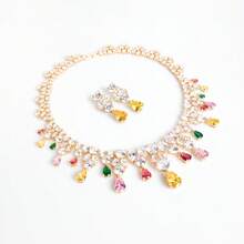 3 pièces/Set Ensemble de bijoux, options multicolores, Ensemble de bijoux pour femmes, Accessoires, Ensemble d'accessoires, Collier en diamant, Pendentif, Bijoux, Collier, Boucles d'oreilles, Gland, Larme, Ensemble de bijoux, Bijoux pour femmes, Mariage, Accessoires de mariage, Convient pour les femmes/mariées/demoiselles d'honneur/fêtes/mariages/banquets, Cadeau de la Saint-Valentin - Ensemble de bijoux - Voir 9