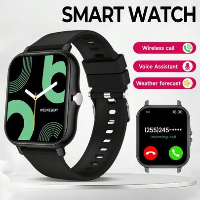Unisex Smart Watch, Multiple Sports Modes, Wireless Calling, Message Notification, Camera Remote, Music Control, 1.83" Touch Screen, Alarm, Seamless Phone Connection, Ideal Gift For Friends
