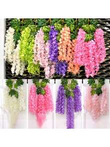 6/12/24件装人造紫藤花环，3.75英尺丝绸紫藤花环，仿真悬挂花卉，适用于婚礼、花园、墙面装饰 - 粉色 - 查看 17