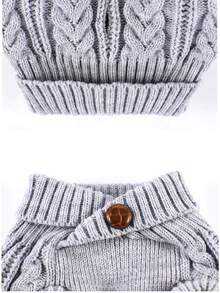 UFBemo 1pc Spring/Autumn Cable Cable Pattern Pet Sweater, Soft Material Suitable For Cats And Small/Medium Dogs, Indoor Clothing - Grey - View 7
