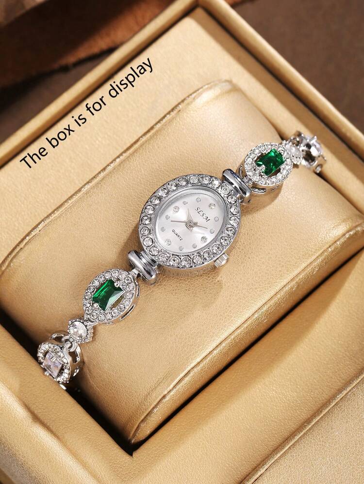 Montre-bracelet pour femme vert émeraude, design luxueux et élégant, convient pour un port quotidien, cadeau idéal pour la Saint-Valentin, la Fête des Mères, le Nouvel An - Blanc - Voir 7
