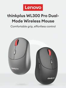 Lenovo 联想WL300Pro无线蓝牙双模可充电鼠标，300mAh电池，1600DPI，符合人体工学设计，静音点击，2.4G/蓝牙稳定连接，办公鼠标，便携式鼠标，笔记本电脑鼠标，台式机鼠标，兼容多种设备 - 黑色 - 查看 3
